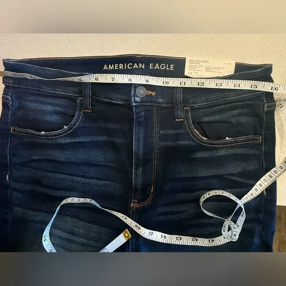 American Eagle Outfitters Dark Blue Ripped High Waisted Jeggings NWT - Picture 5 of 5